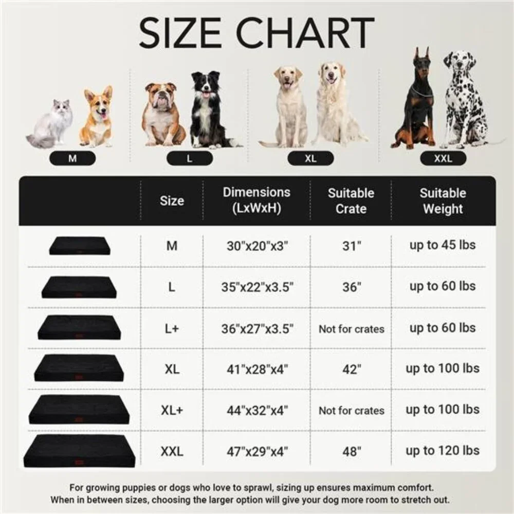 Black Orthopedic Dog Bed for Large Dogs Non-Slip Bottom Size(35